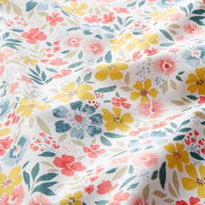 Coton enduit Jolies fleurs – blanc/rouge, 