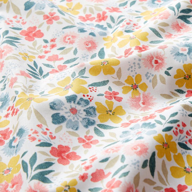 Coton enduit Jolies fleurs – blanc/rouge,  image number 3