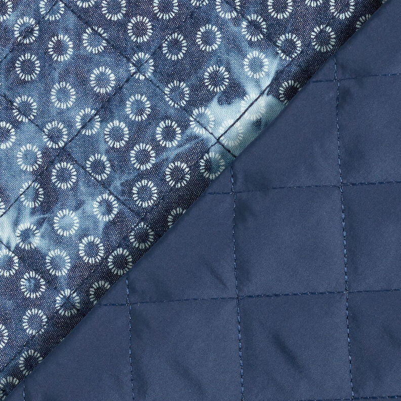 Tissu chambray matelassé Fleur en batik – bleu jean,  image number 5