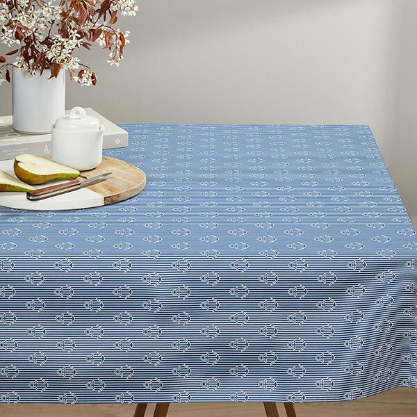Tissu de décoration Semi-panama ancre – bleu océan/blanc,  image number 8