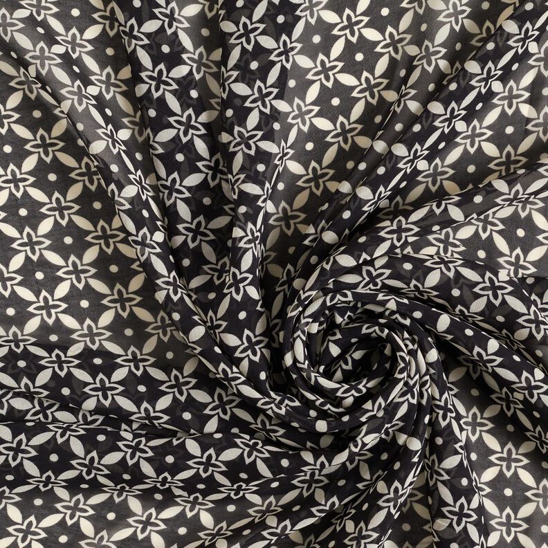 Chiffon ornements floraux – noir/blanc,  image number 3