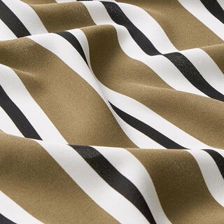 Mousseline de soie Rayures en blocs alternés – marron/blanc, 