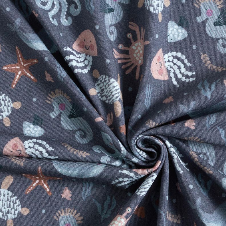 Jersey coton Jolies créatures marines Impression numérique | Poppy Fabrics – bleu nuit,  image number 3