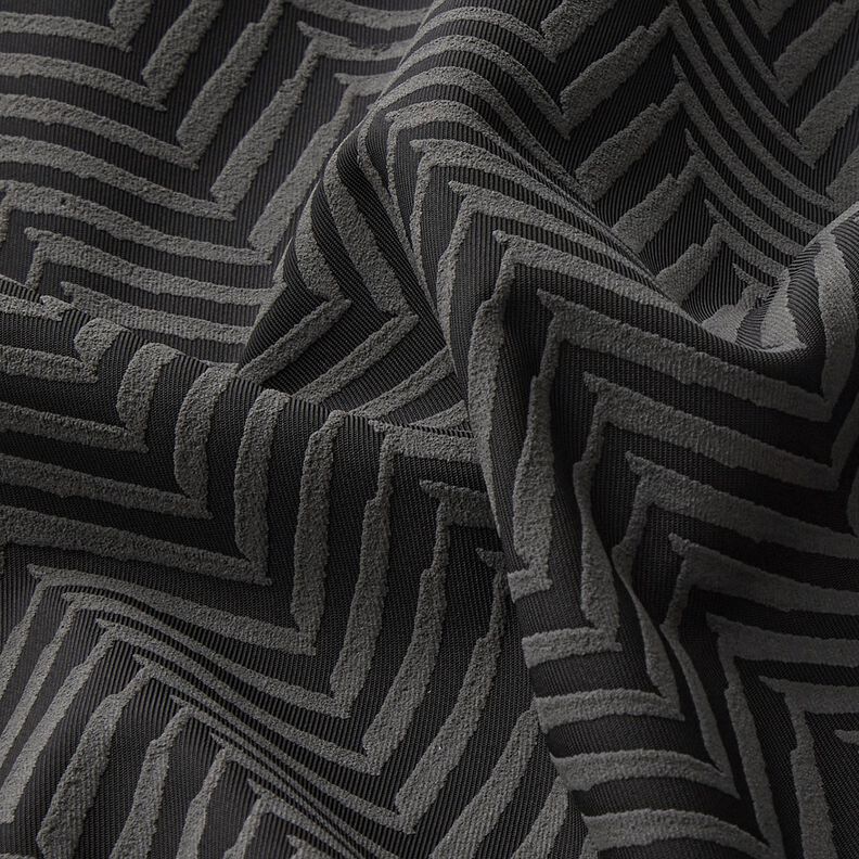 Tissu pour veste à chevrons impression à la pâte – gris/noir,  image number 2
