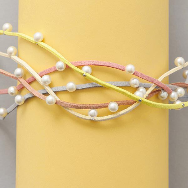 Ruban imitation cuir avec perles [ 3 mm ] – gris,  image number 4