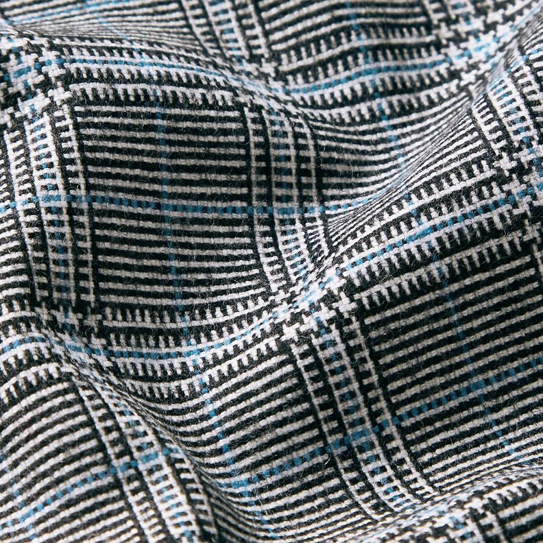 Mélange viscose Prince de Galles abstrait – bleu roi/noir,  image number 2