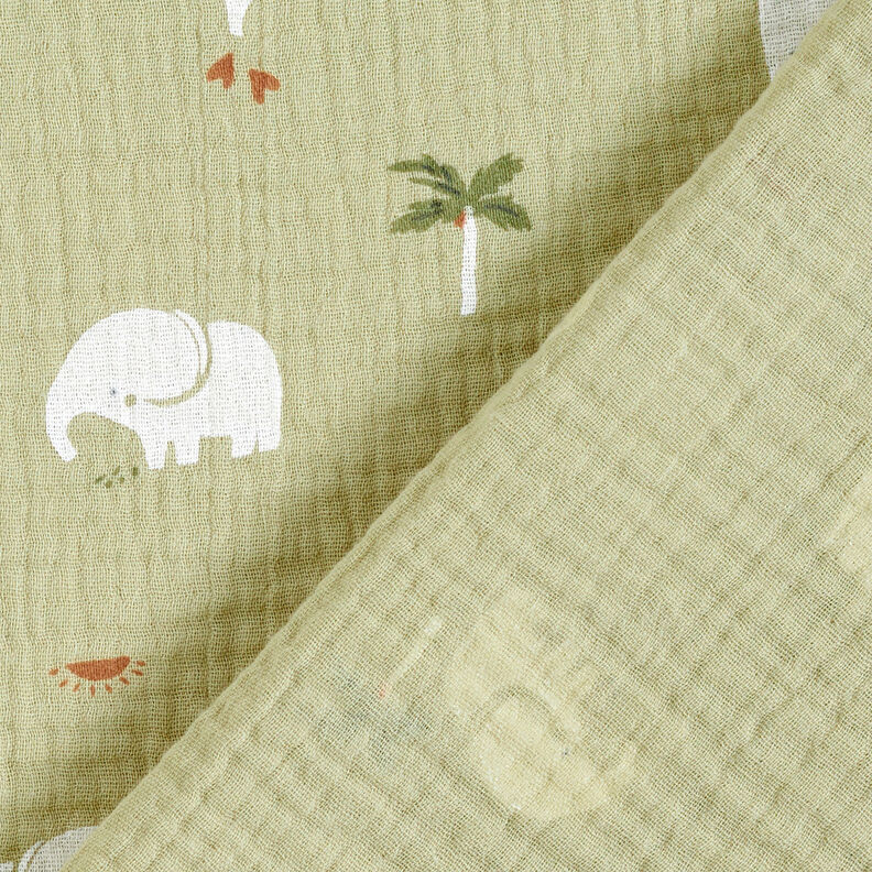 Tissu double gaze de coton Bébés éléphants – pistache,  image number 4