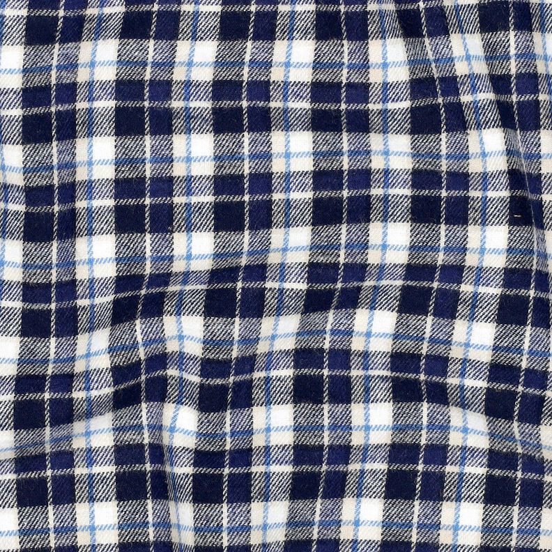 Flanelle coton petit carreaux – bleu marine/écru, image number 2