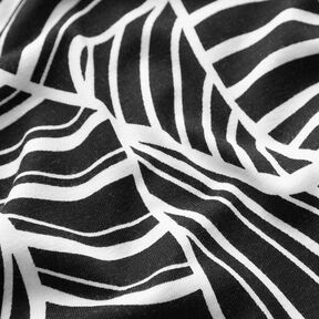 Jersey viscose Feuilles abstraites – noir/blanc, 