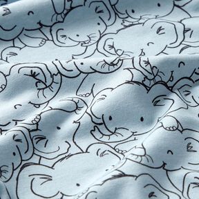 Coton mélangé Jersey Bousculade d'éléphants – bleu argenté, 