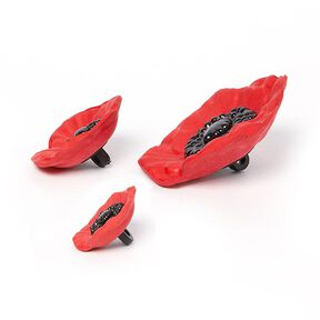 Bouton bijou Fleur de Coquelicot - rouge, 