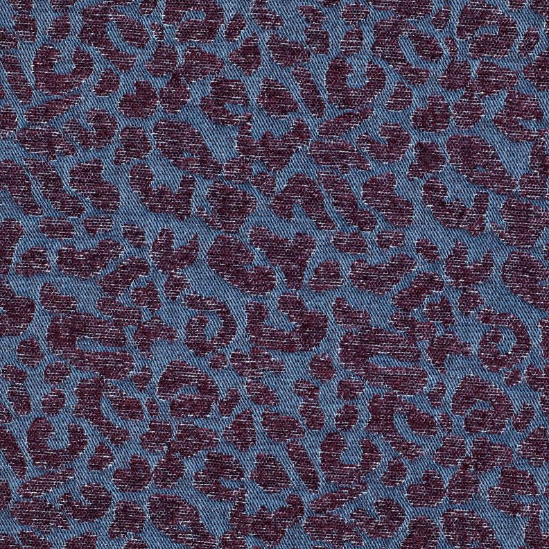 Tissu pour pantalon aspect denim à imprimé léopard – aubergine/bleu jean, image number 1