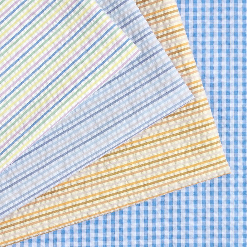 Seersucker Coton carreaux tissés – bleu/blanc, image number 5