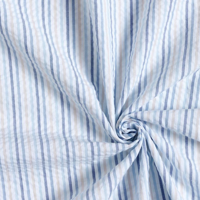 Seersucker Coton Mélange de rayures – bleu/blanc, image number 3