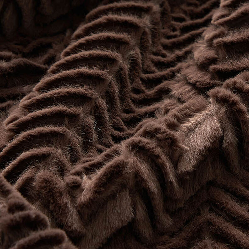 Fausse fourrure à chevrons – marron moyen, image number 2