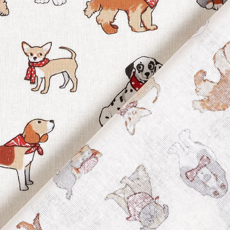 Tissu en coton Cretonne chiens espiègles – marron moyen/ivoire,  image number 4