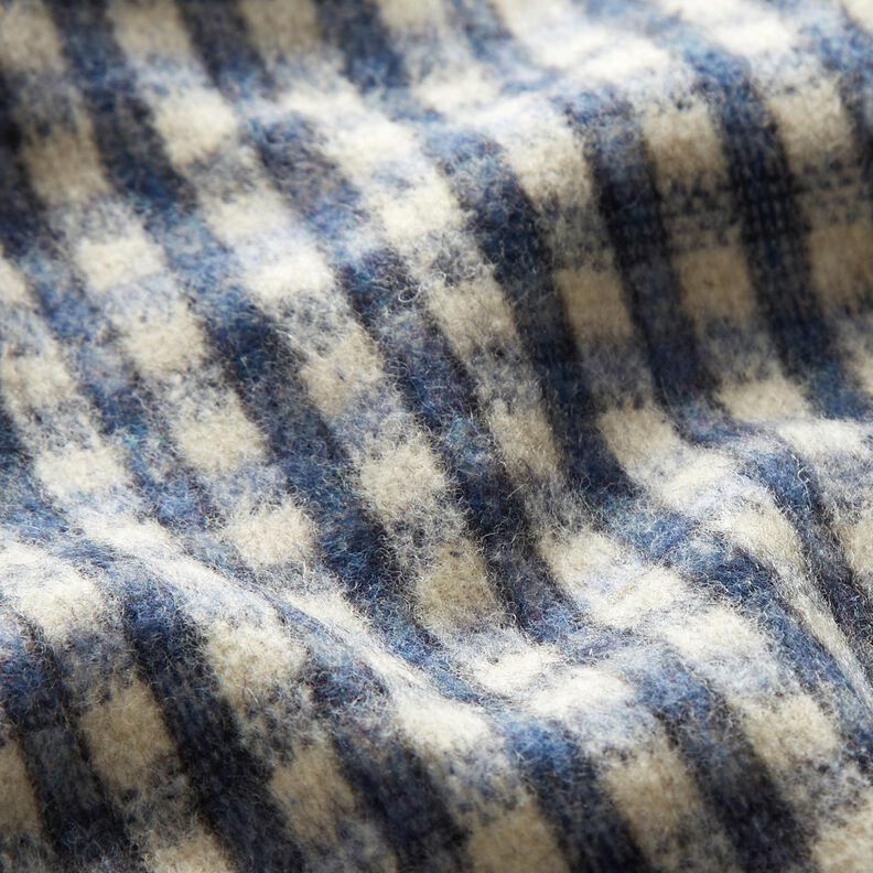 Tissu pour manteau en laine mélangée à petits carreaux – beige/bleu,  image number 3