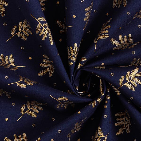 Popeline de coton sapins – bleu marine, image number 3