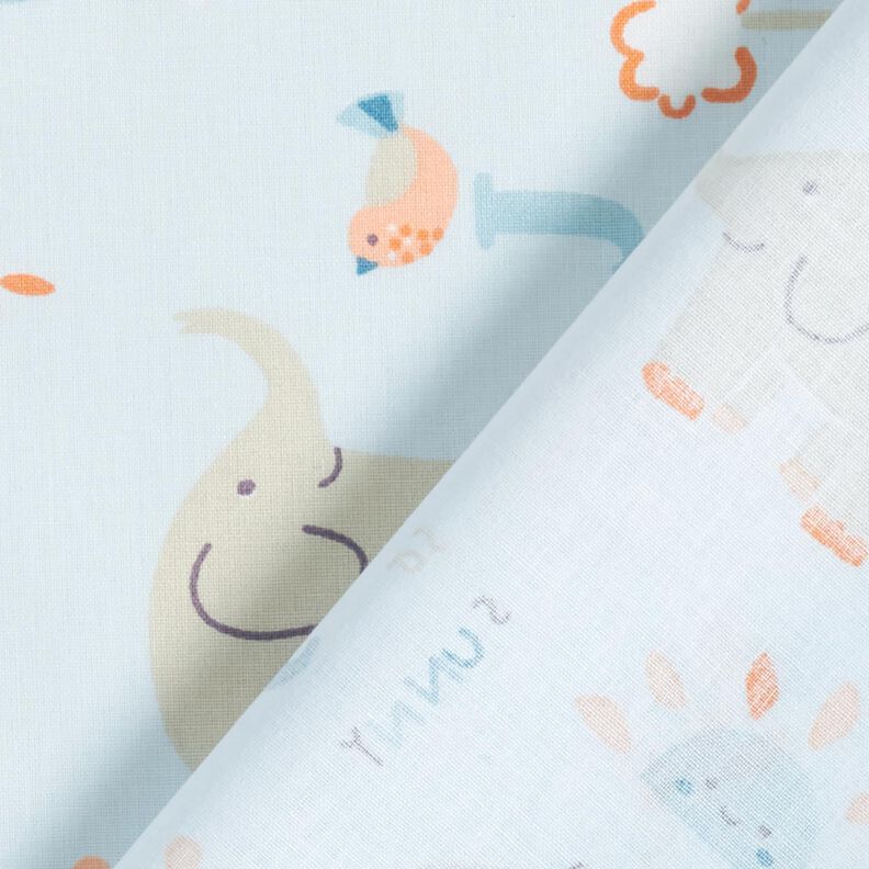 Tissu en coton Éléphant projetant de l’eau – bleu argenté,  image number 4