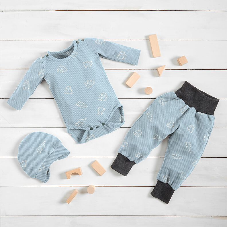 Jersey gaufré Bébés éléphants – bleu argenté, image number 7