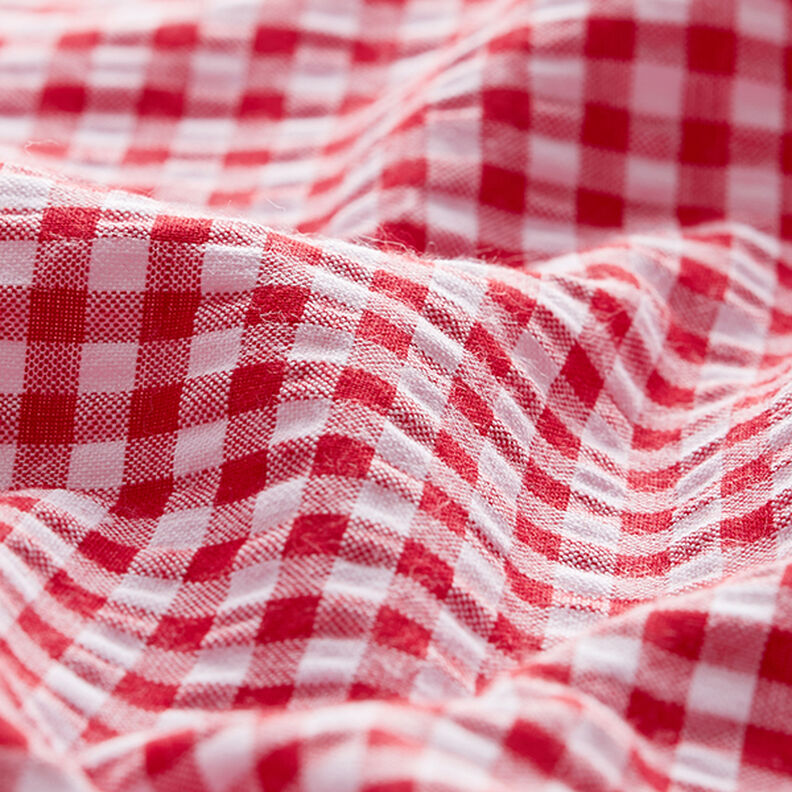 Seersucker Mélange coton à carreaux Vichy – rouge,  image number 2