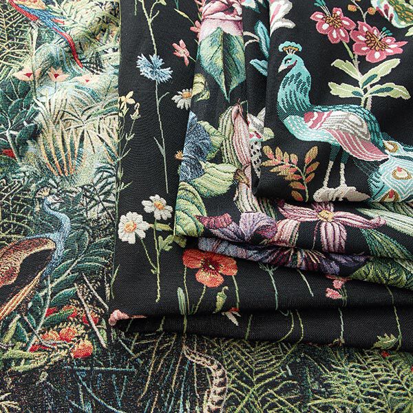 Tissu de décoration Gobelin jungle – noir/vert foncé, image number 5