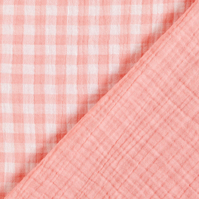 Tissu double gaze de coton Carreaux vichy à fil teinté – vieux rose/blanc,  image number 1