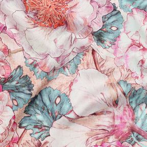 Satin de coton Japanese Anamone | Nerida Hansen – violet pastel/bleu aqua, 