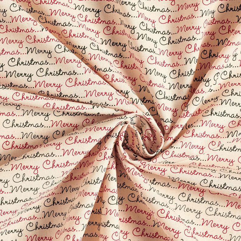 Tissu en coton Cretonne Merry Christmas – nature/carmin, image number 3
