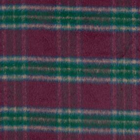 Tissu pour manteau Mélange de laine tissu brossé à carreaux – merlot/sapin bleu, 