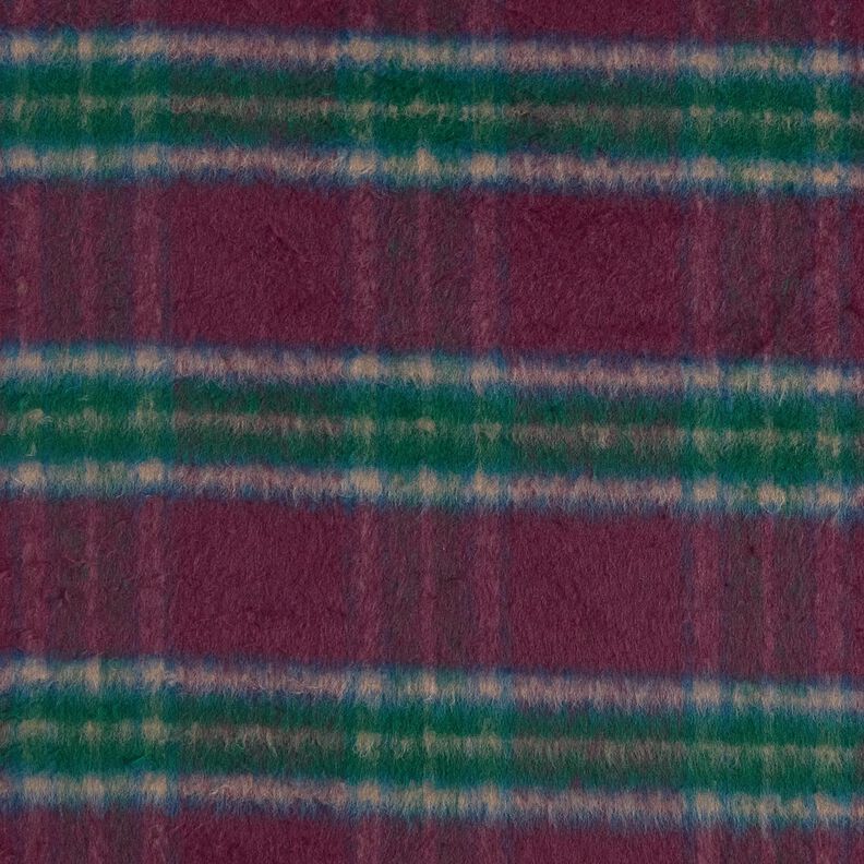 Tissu pour manteau Mélange de laine tissu brossé à carreaux – merlot/sapin bleu, image number 1