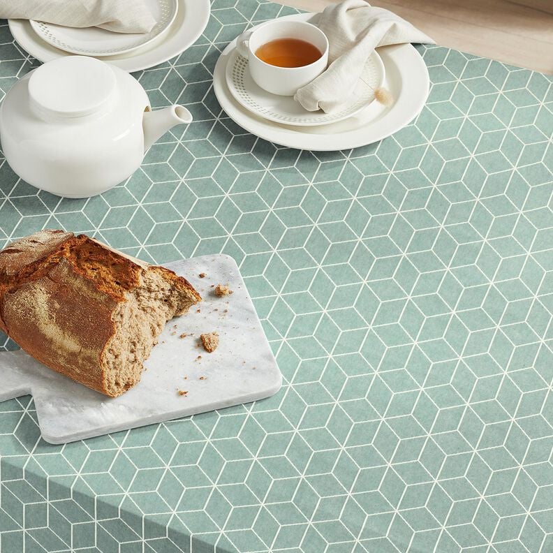 Tissu de décoration Jacquard cubes modernes – roseau/ivoire,  image number 5