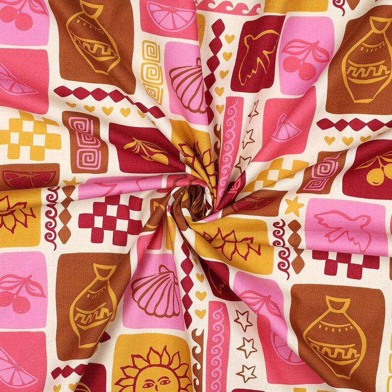 Popeline coton patchwork | Poppy Fabrics – crème/rouge foncé,  image number 3