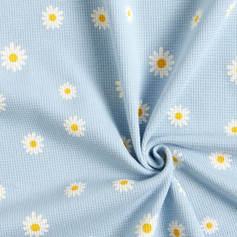 Jersey gaufré marguerites – bleu argenté, image number 3