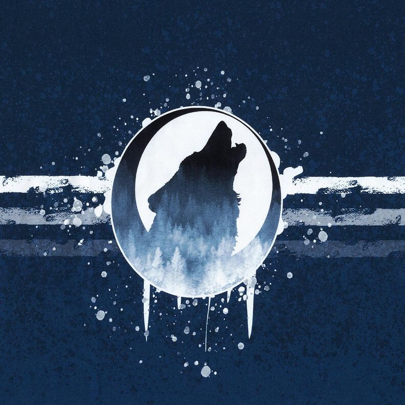 French Terry Panel loup mystique | Glitzerpüppi – bleu marine/blanc,  image number 6