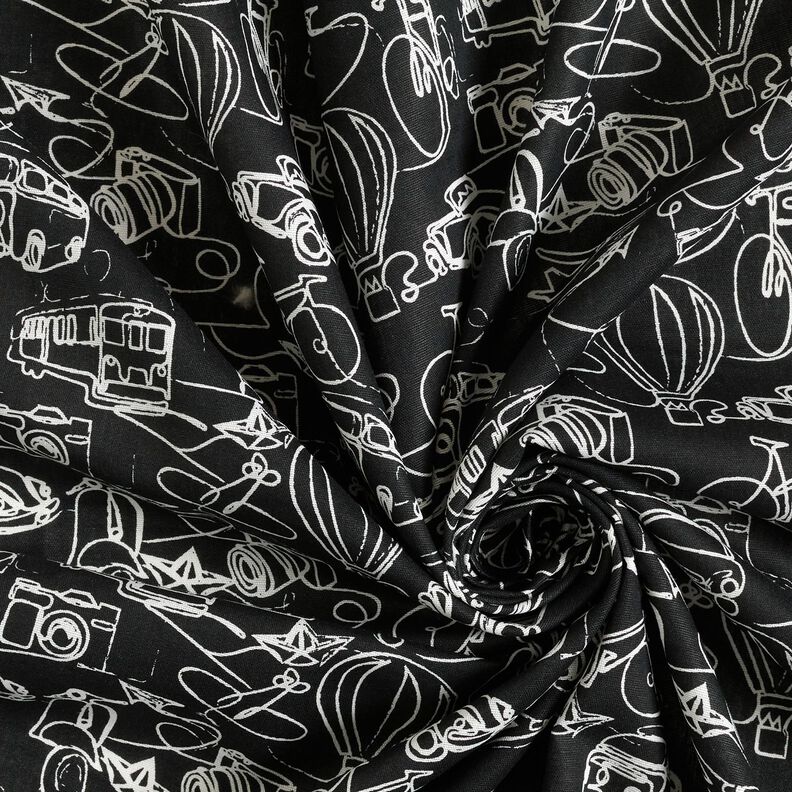 Tissu en coton En balade – noir/blanc,  image number 3