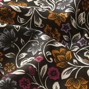 Tissu en coton Cretonne Vrilles de fleurs – noir/taupe clair, 