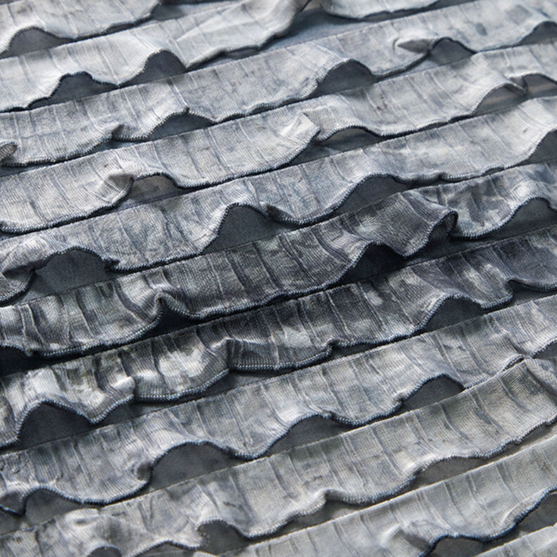 Jersey ruché Rayures horizontales en batik – gris clair,  image number 2