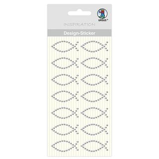 Autocollant design Baptême [ 14 Pièces ] – argent métallique, 
