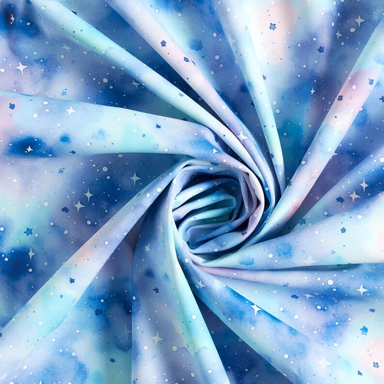 Tissu pour veste de pluie Ciel étoilé aquarelle Impression numérique – bleu glacier/lilas bleu,  image number 4