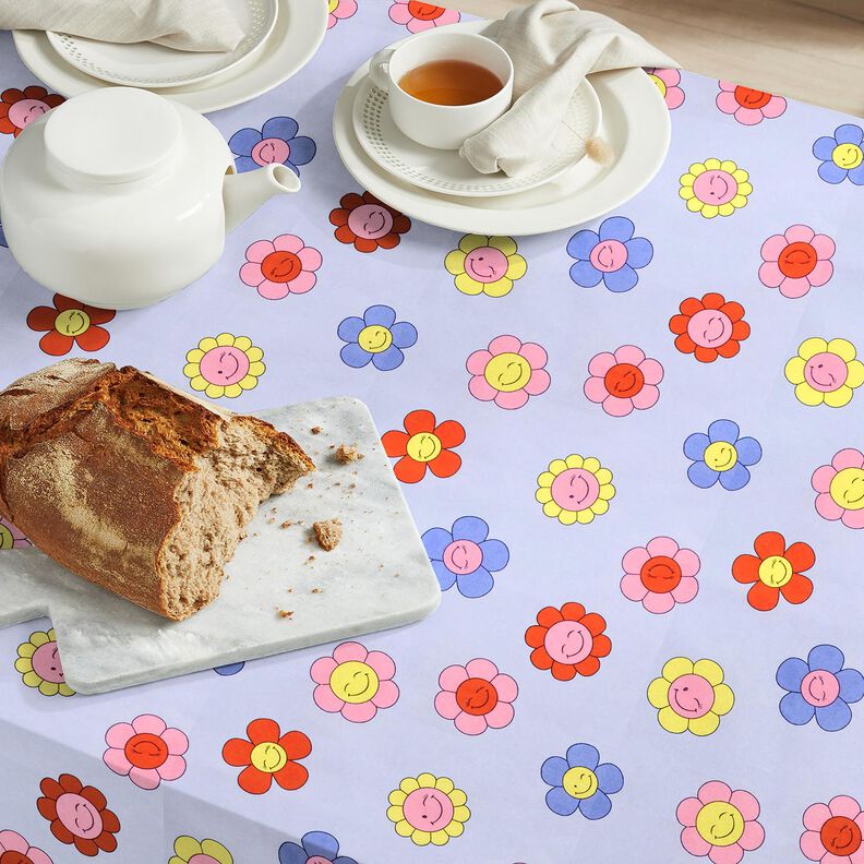 Coton enduit Fleurs joyeuses | Poppy Fabrics – bleu bébé/rose,  image number 8