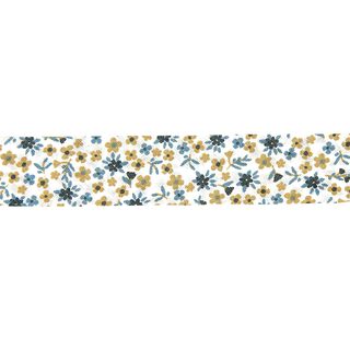 Biais petites fleurs [20 mm] – bleu marine, 