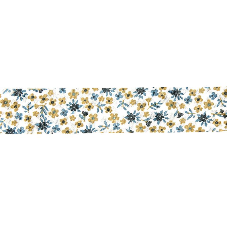 Biais petites fleurs [20 mm] – bleu marine,  image number 1