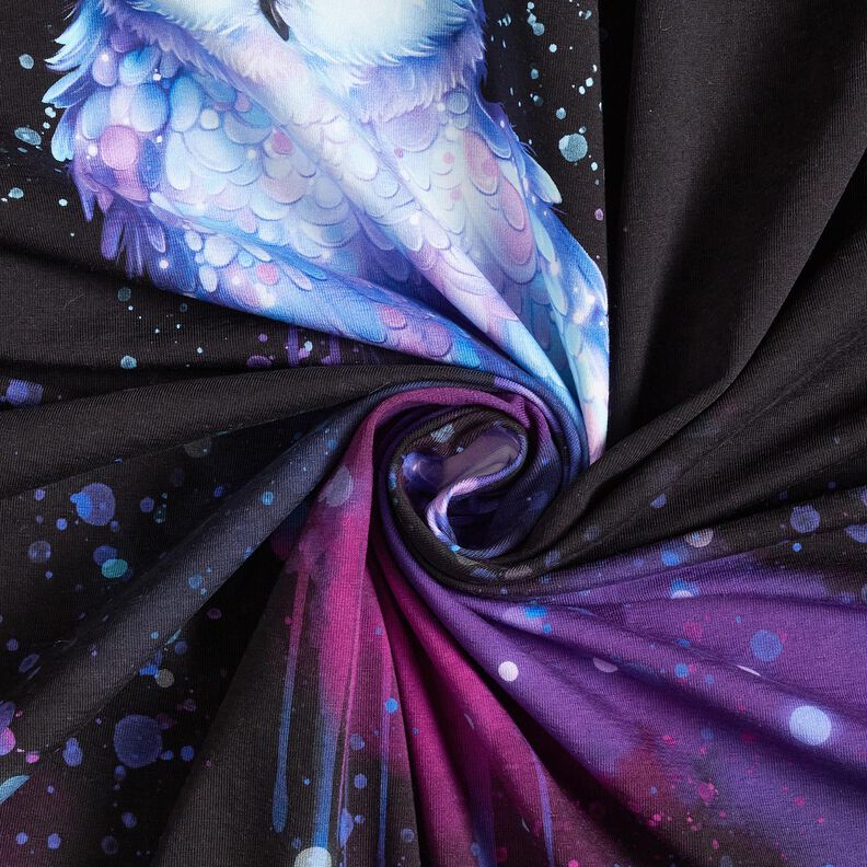 Jersey coton Papillon nocturne Panel | Glitzerpüppi – noir/raisin, image number 3