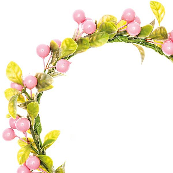 Couronne de fleurs décorative avec baies [Ø 12 cm/ 17 cm] – rose/vert,  image number 2