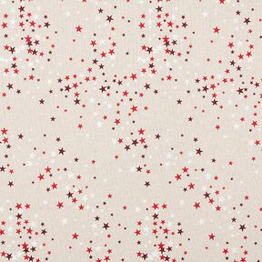 Tissu de décoration Semi-panama Étoiles festives – beige/rouge foncé, 