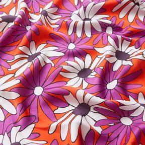 Satin Fleurs expressives – orange/lilas rouge, 
