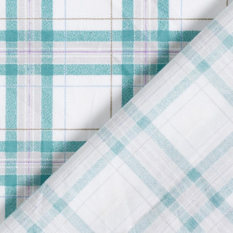 Tissu de coton Carreaux tartan – blanc/turquoise, image number 4