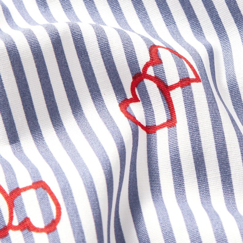 Popeline Stretch Rayures et cœurs – blanc/indigo,  image number 2