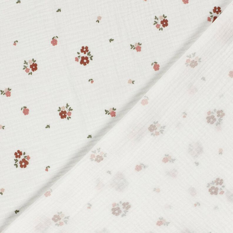 Tissu double gaze de coton Fleurs – blanc, image number 4